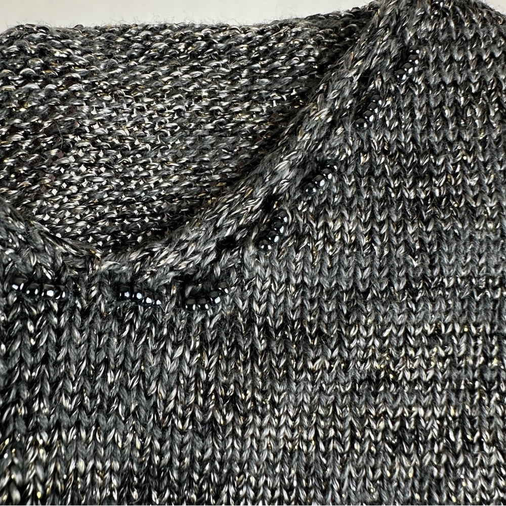 Easel Crochet Beaded Metallic Sweater Tank Criss Cross Back - Picture 5 of 8